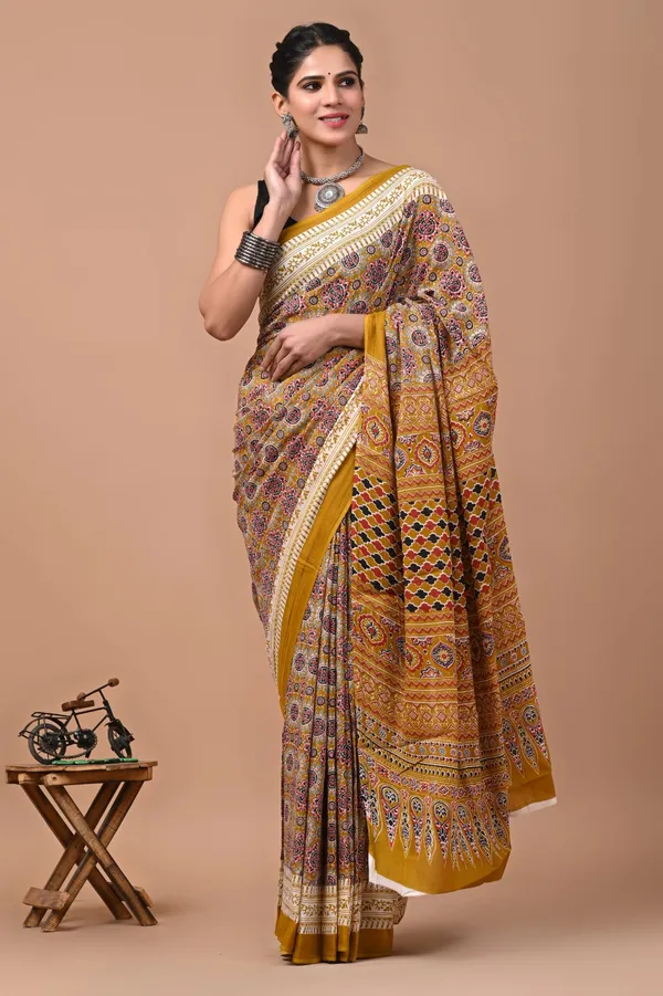 Mustard_Yellow_Soft_Mulmul_Cotton_Saree