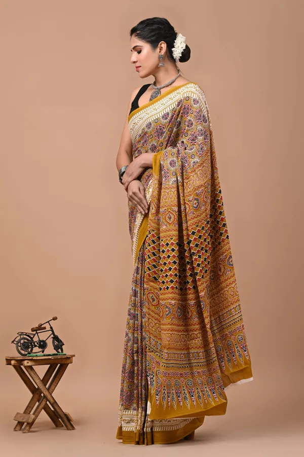 Mustard_Yellow_Soft_Mulmul_Cotton_Saree