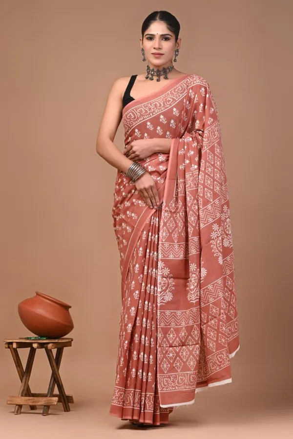 Dusty_Peach_Soft_Mulmul_Cotton_Saree