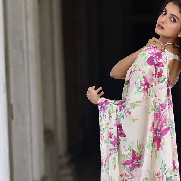 Deep_Magenta_Ivory_White_-_The_Garden_Luxe_|_Heavy_Japan_Satin_Floral_Printed_Saree_with_Mono_Bangalore_Silk_Unstitched_Blouse