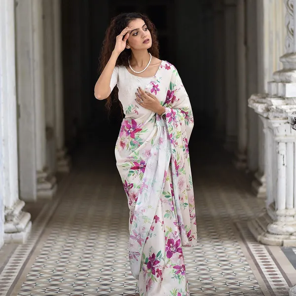 Deep_Magenta_Ivory_White_-_The_Garden_Luxe_|_Heavy_Japan_Satin_Floral_Printed_Saree_with_Mono_Bangalore_Silk_Unstitched_Blouse