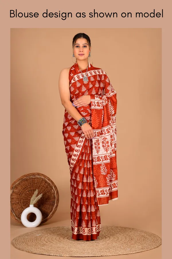 Rust_Red_Soft_Mulmul_Cotton_Saree