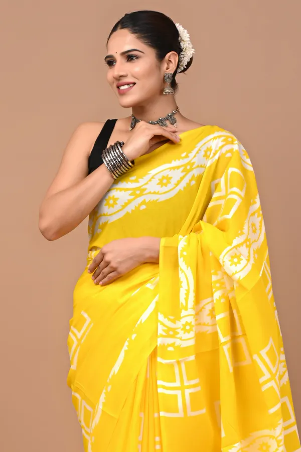 Yellow_Soft_Mulmul_Cotton_Saree