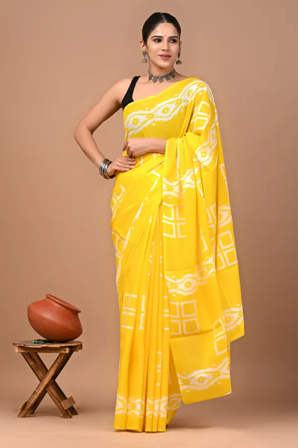Yellow_Soft_Mulmul_Cotton_Saree