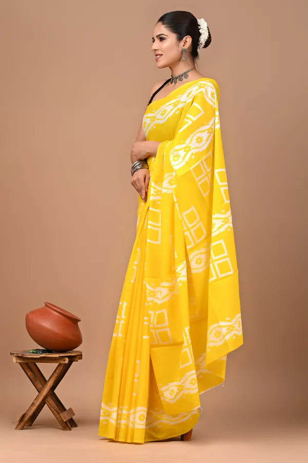Yellow_Soft_Mulmul_Cotton_Saree