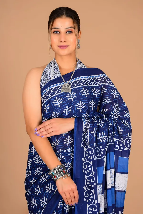 Blue_Soft_Mulmul_Cotton_Saree