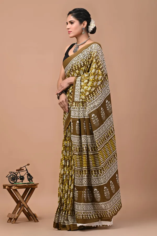 Olive_Green_Soft_Mulmul_Cotton_Saree
