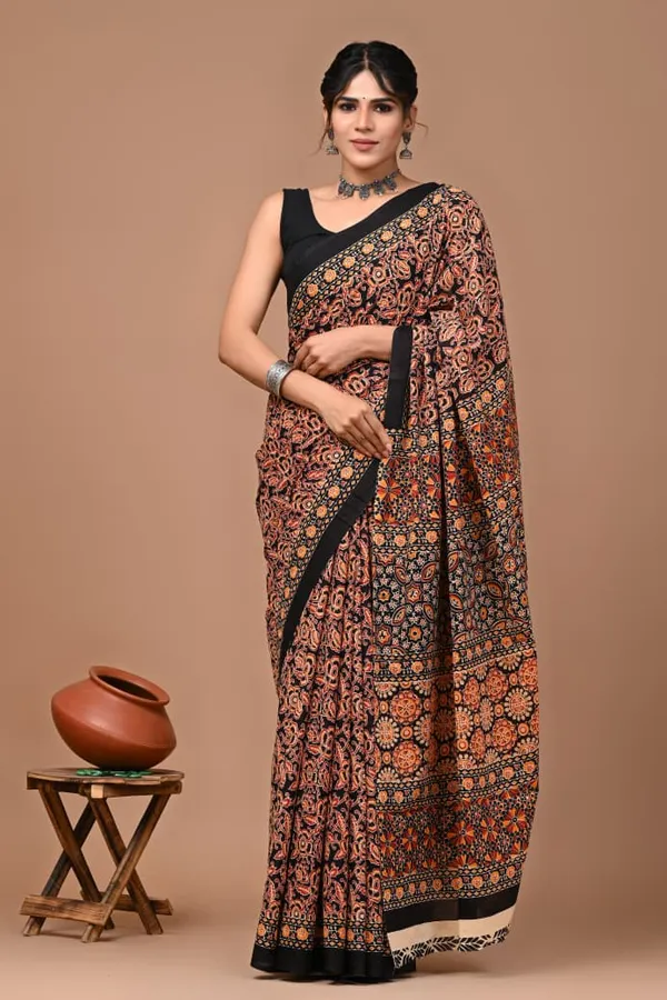 Rust_Orange_Soft_Mulmul_Cotton_Saree