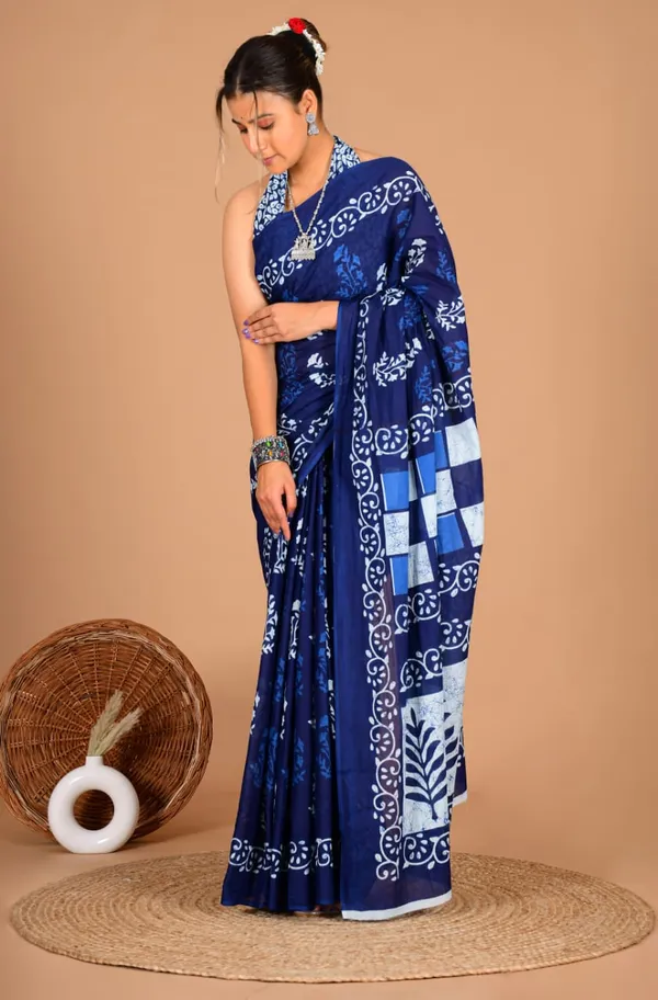 Blue_Soft_Mulmul_Cotton_Saree