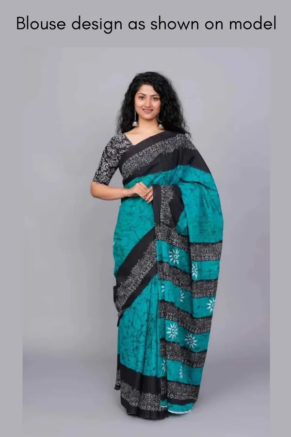 Teal_Blue_Soft_Mulmul_Cotton_Saree_For_Women