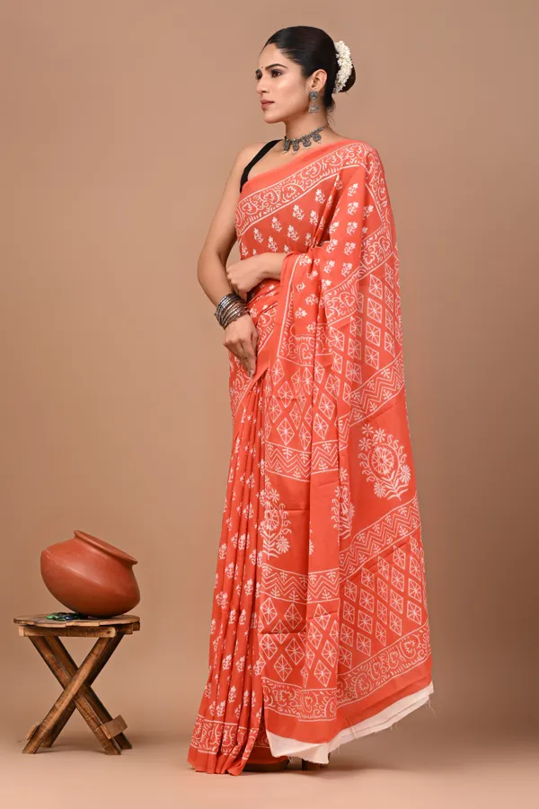 Orange_Soft_Mulmul_Cotton_Saree