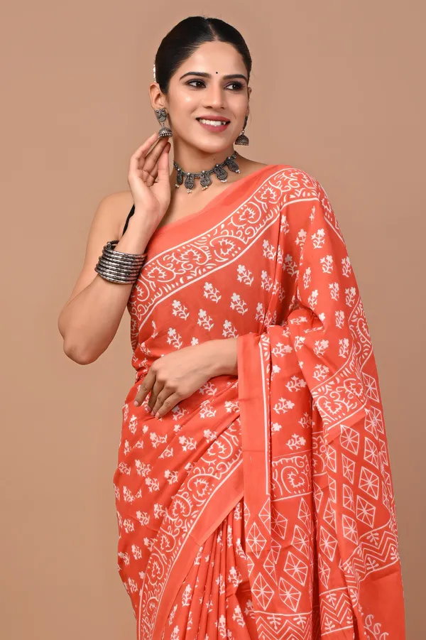 Orange_Soft_Mulmul_Cotton_Saree