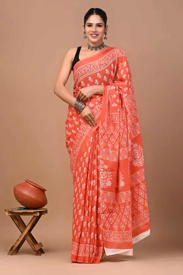 Orange_Soft_Mulmul_Cotton_Saree