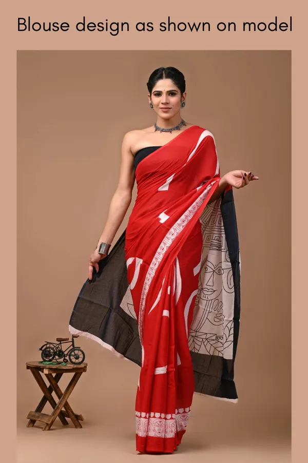 Bright_Red_Soft_Mulmul_Cotton_Saree
