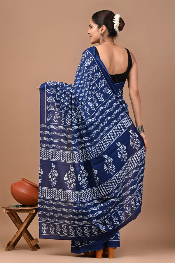 Blue_Soft_Mulmul_Cotton_Saree