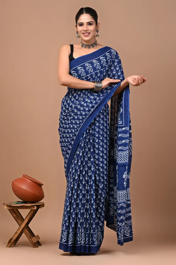 Blue_Soft_Mulmul_Cotton_Saree
