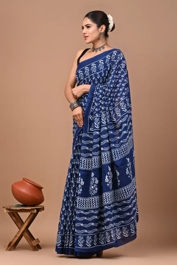 Blue_Soft_Mulmul_Cotton_Saree