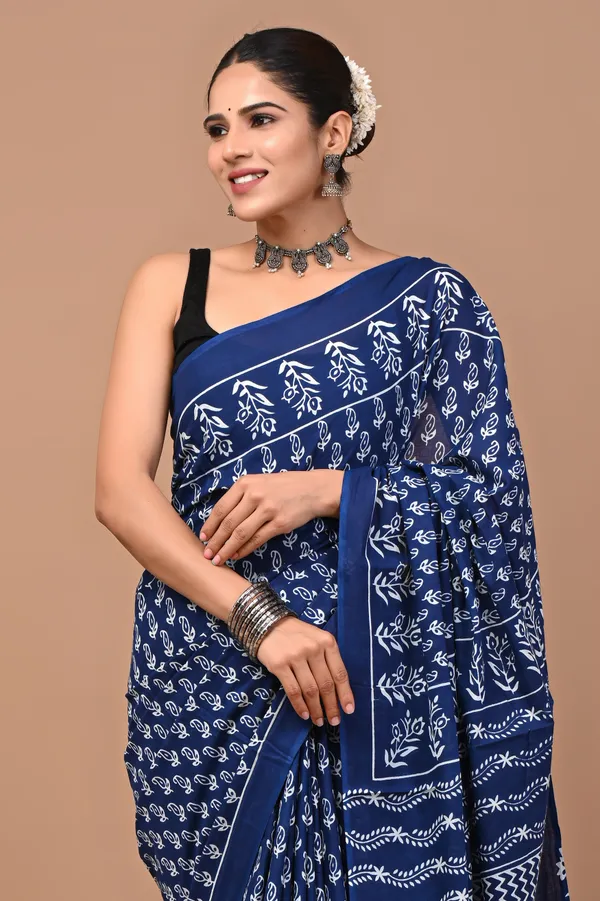 Blue_Soft_Mulmul_Cotton_Saree