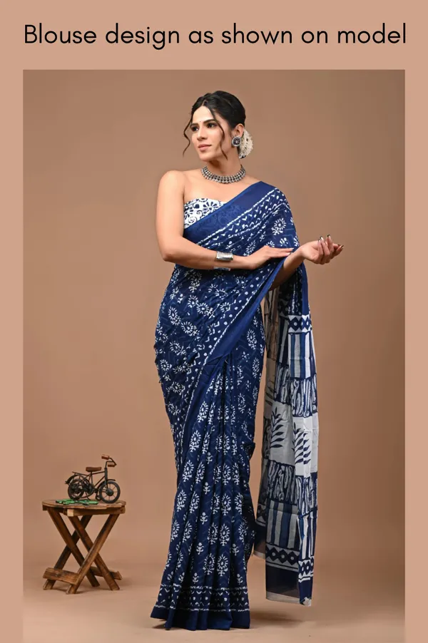 Indigo_Blue_Soft_Mulmul_Cotton_Saree