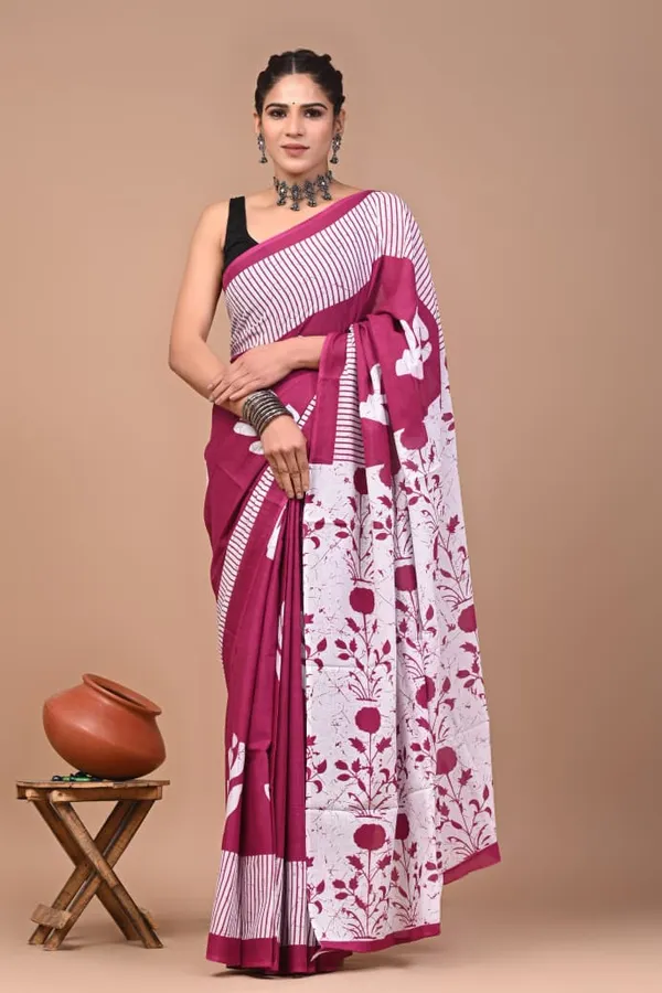 Meganta_Pink_Soft_Mulmul_Cotton_Saree