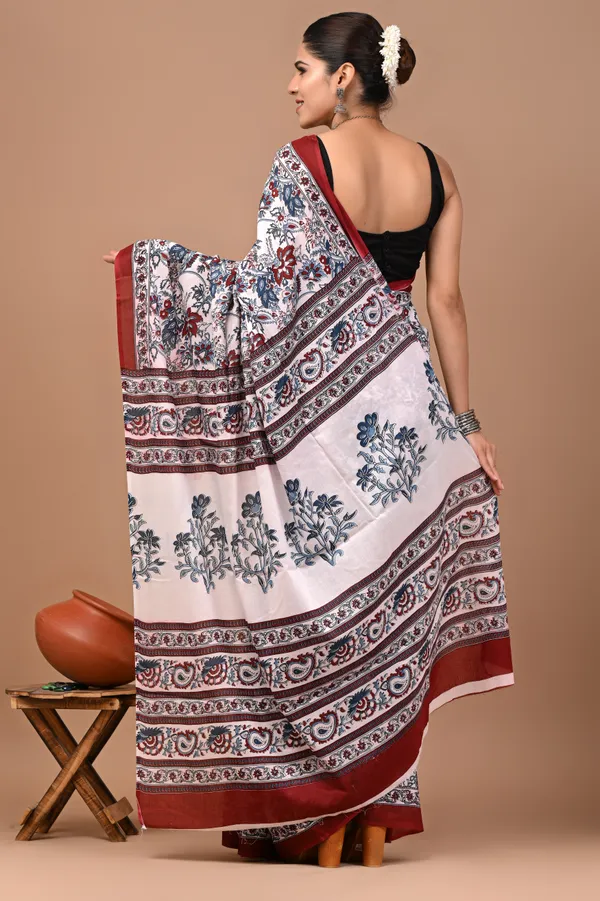 White_Soft_Mulmul_Cotton_Saree