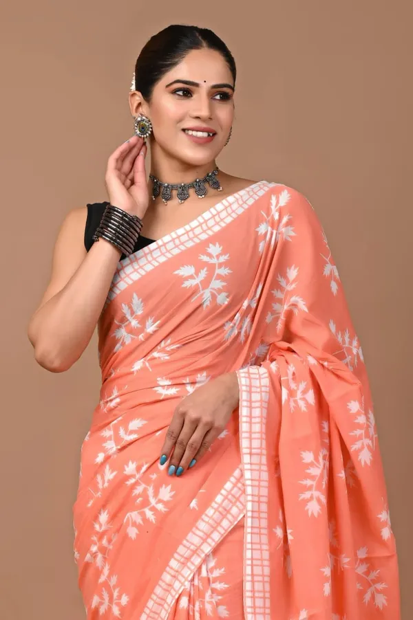 Peach_Soft_Mulmul_Cotton_Saree