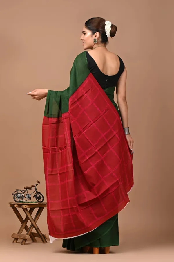 Bottle_Green_Soft_Mulmul_Cotton_Saree