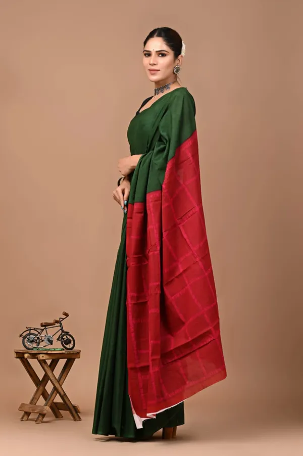 Bottle_Green_Soft_Mulmul_Cotton_Saree