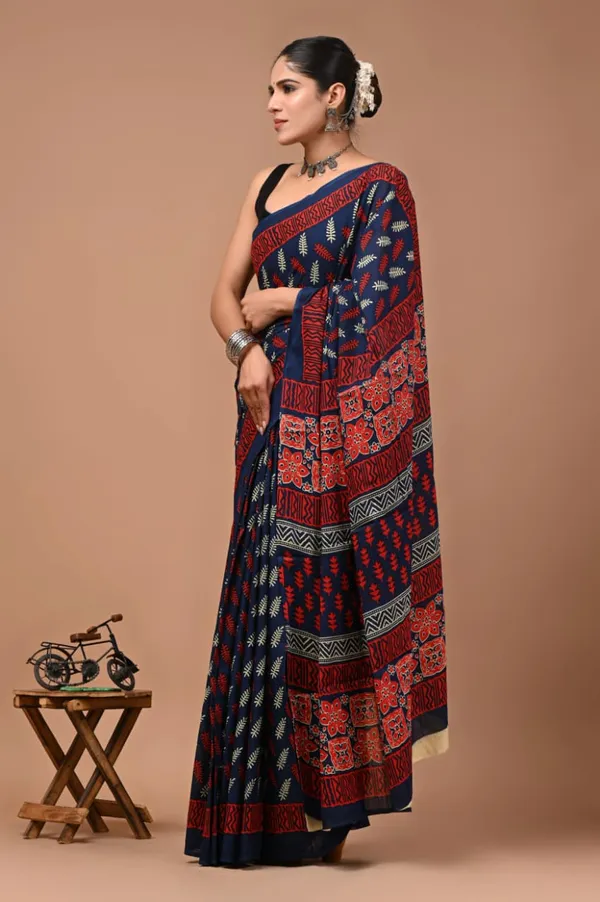 Navy_Blue_Soft_Mulmul_Cotton_Saree