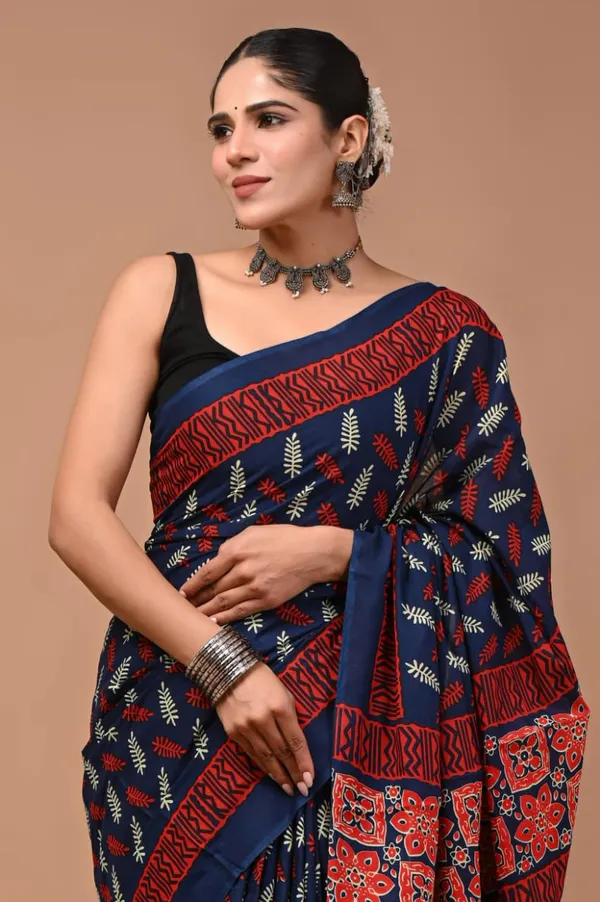 Navy_Blue_Soft_Mulmul_Cotton_Saree