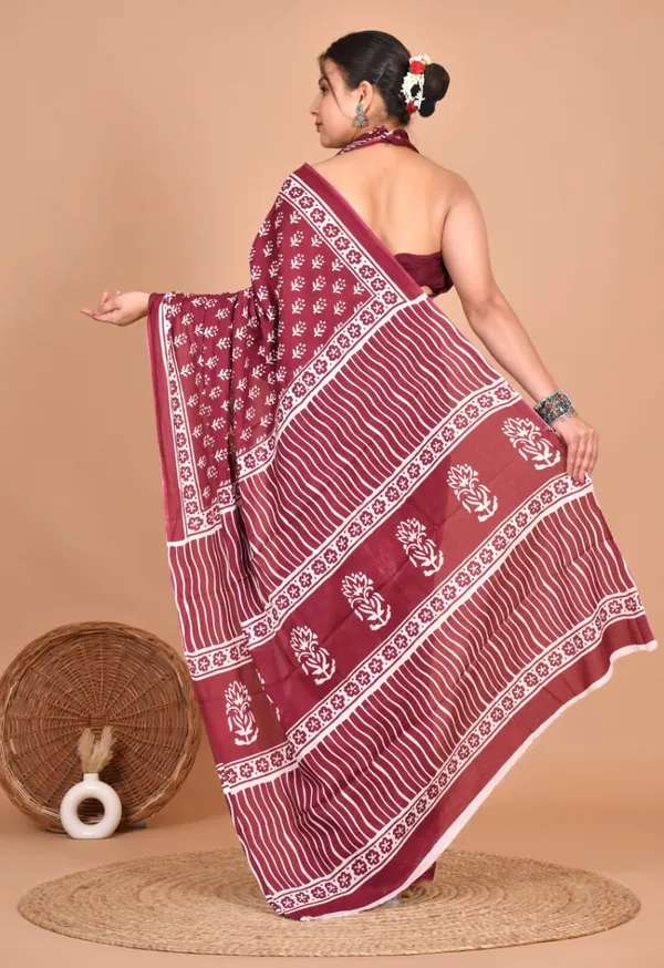 Maroon_Soft_Mulmul_Cotton_Saree