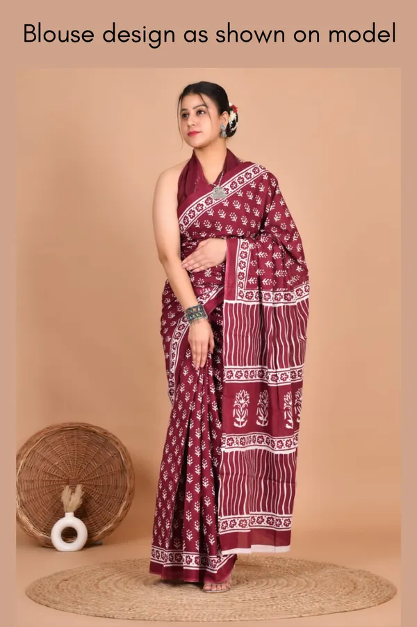 Maroon_Soft_Mulmul_Cotton_Saree