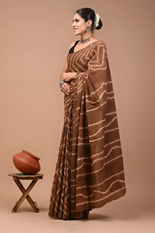 Brown_Soft_Mulmul_Cotton_Saree