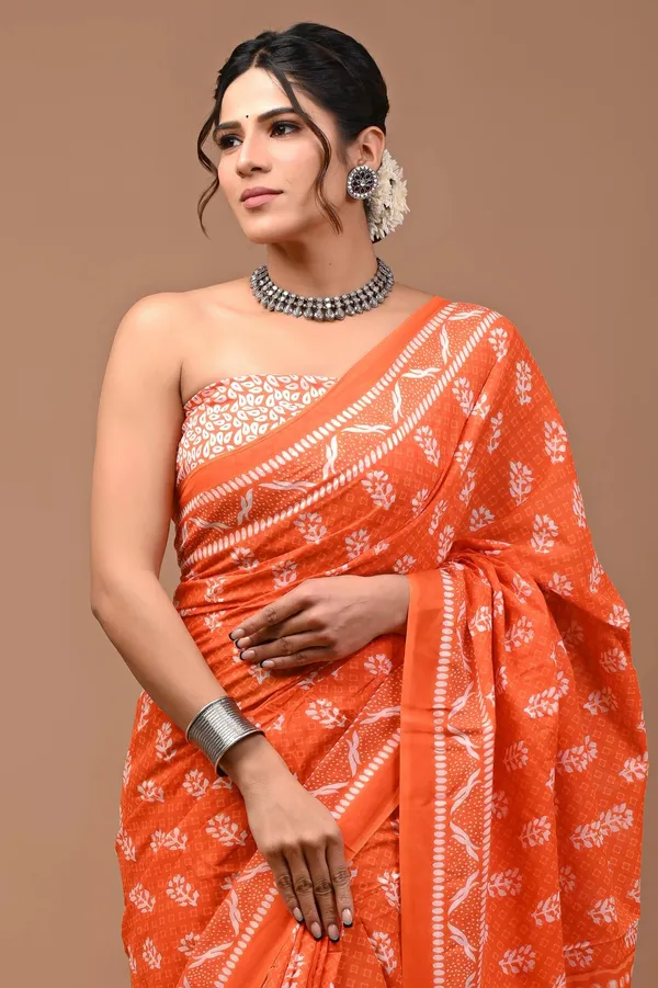 Rust_Orange_Soft_Mulmul_Cotton_Saree
