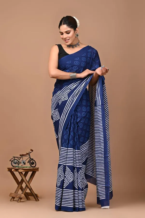 Blue_Soft_Mulmul_Cotton_Saree