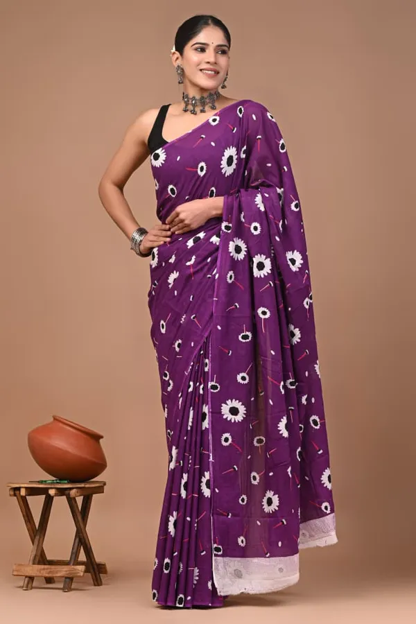 Deep_Purple_Soft_Mulmul_Cotton_Saree