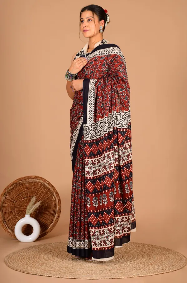 Maroon_Soft_Mulmul_Cotton_Saree