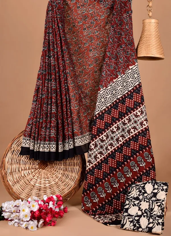 Maroon_Soft_Mulmul_Cotton_Saree