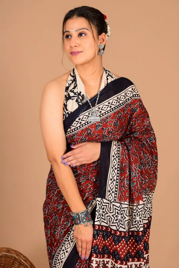 Maroon_Soft_Mulmul_Cotton_Saree