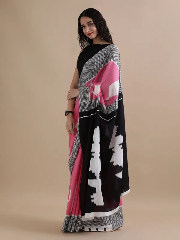 Pink_Soft_Mulmul_Cotton_Saree_For_Women