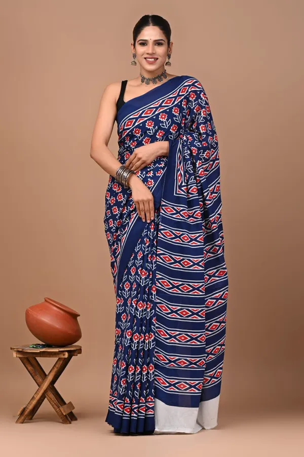Navy_Blue_Soft_Mulmul_Cotton_Saree