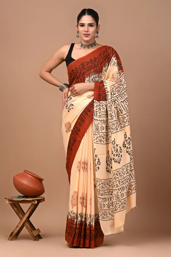 Cream_Soft_Mulmul_Cotton_Saree