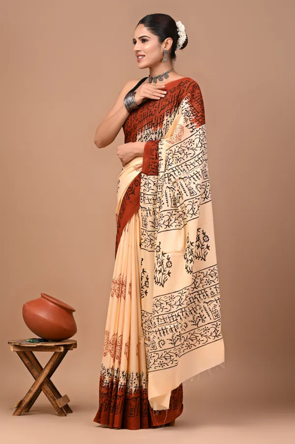 Cream_Soft_Mulmul_Cotton_Saree