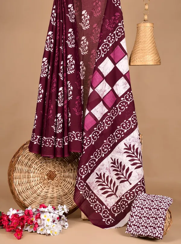 Maroon_Soft_Mulmul_Cotton_Saree