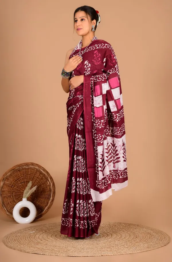 Maroon_Soft_Mulmul_Cotton_Saree