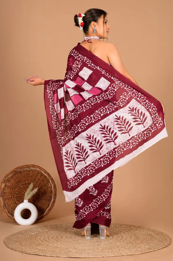 Maroon_Soft_Mulmul_Cotton_Saree