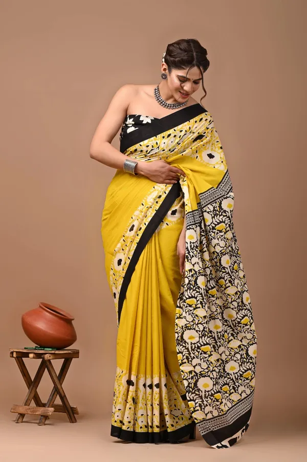 Mustard_Yellow_Soft_Mulmul_Cotton_Saree