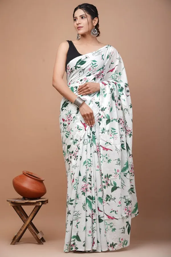 White_Soft_Mulmul_Cotton_Saree