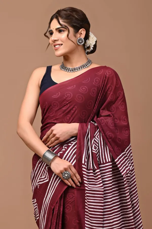 Maroon_Soft_Mulmul_Cotton_Saree