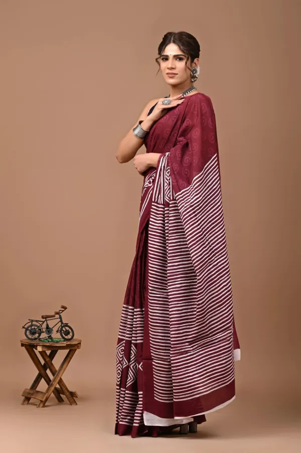 Maroon_Soft_Mulmul_Cotton_Saree